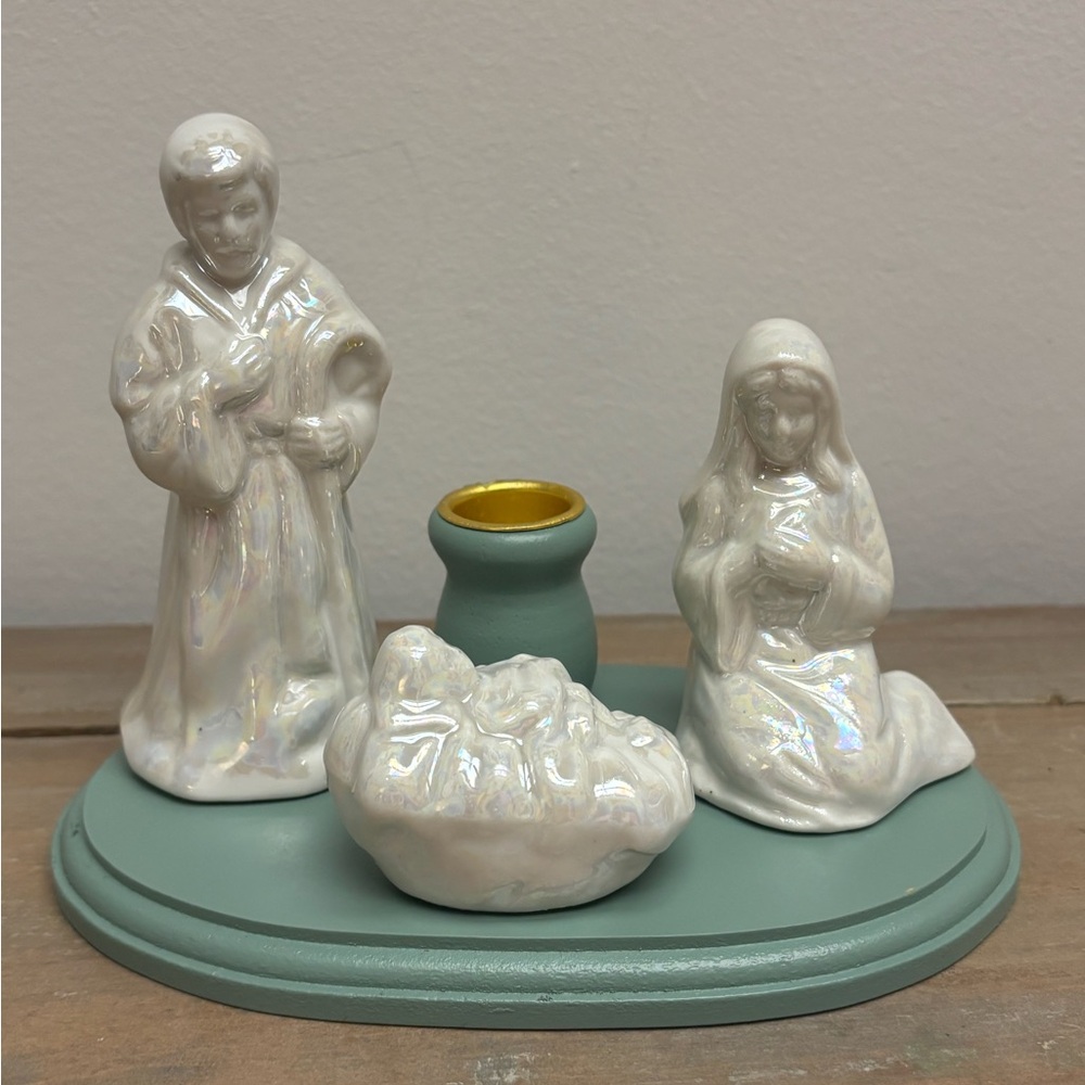 Vintage Artmark Nativity Scene Candle Holder